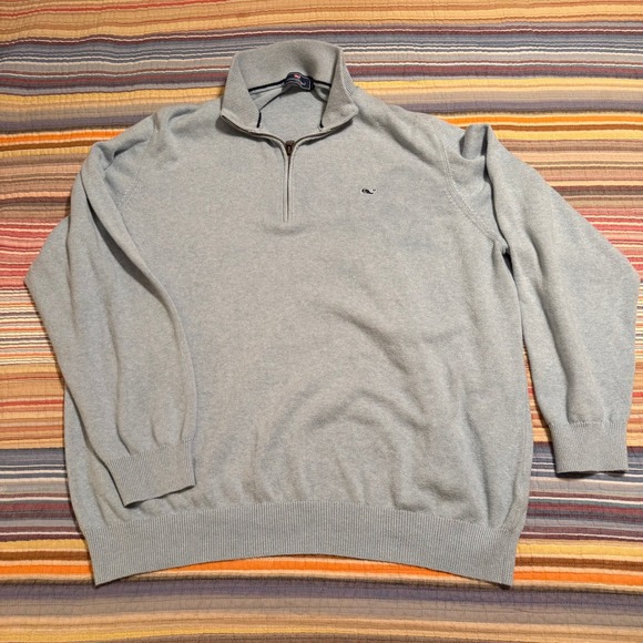 Vineyard Vines Other - Vineyard Vines Mens XXL Light Blue 100%‎ Cotton Quarter-Zip Pullover Sweater